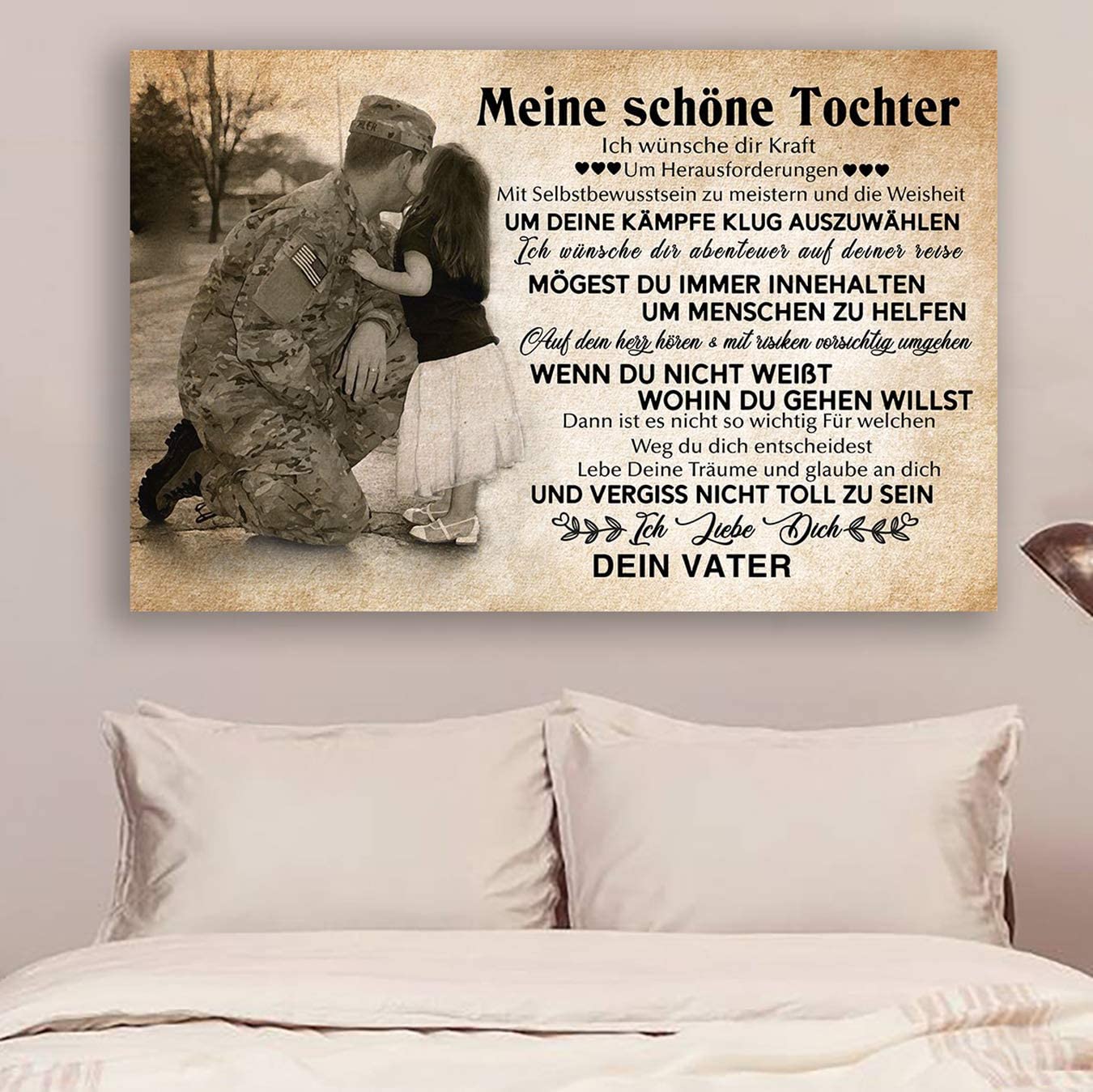 Poster for Room Aesthetic -Command Strips Wall Decor – Hn224 Soldier Poster – Dad to Daughter – I Wish You The Strength – German