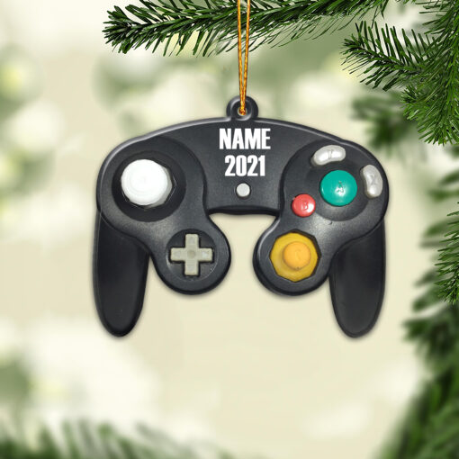 Personalized Nintendo Gamer Ornament, Customized Christmas Gift, Nintendo Game Cube Controller Ornaments, Rustic Tree Decor