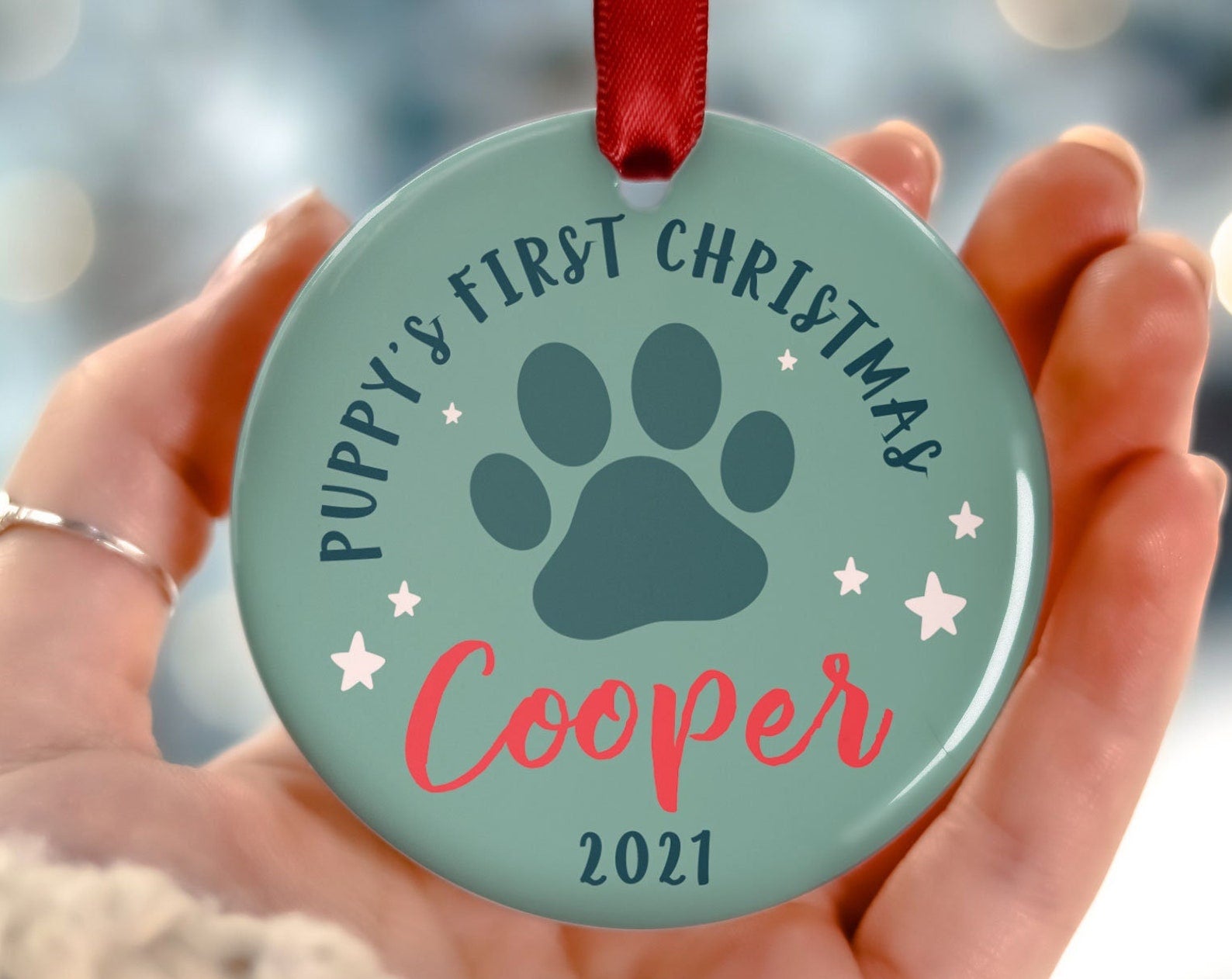 Personalized Puppy First Christmas Dog Bauble First Christmas Family Pet Ornament