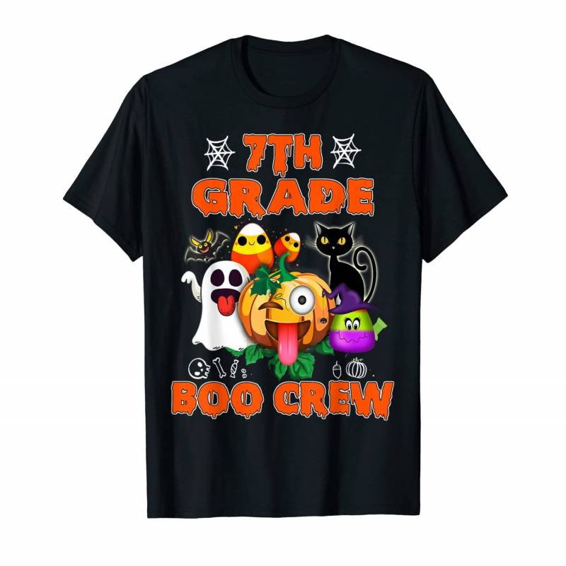 Black Cat Pumpkin Candy Ghost Shirt 7th Grade Boo Crew