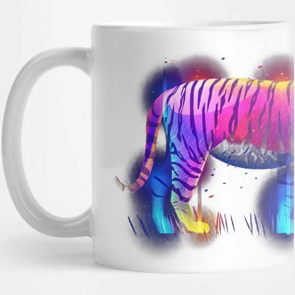 Colorful Tiger Mug Accent Mug Campfire Mug Color Changing Mug Pride Gifts Double Side Printed Ceramic Coffee Mug Tea Cups Latte