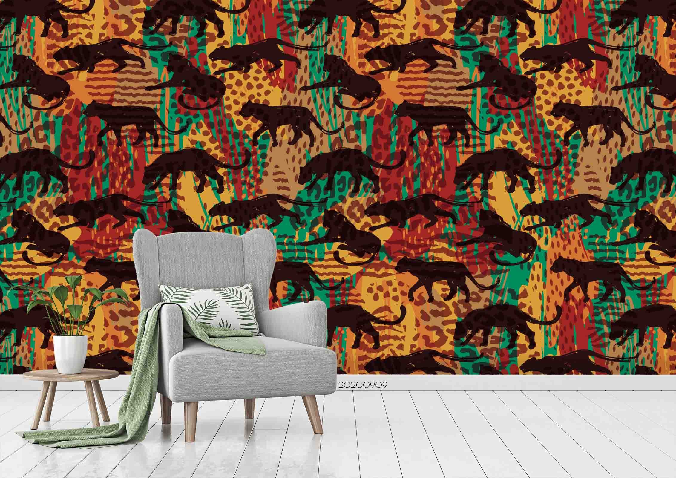 3D Colorful Leopard Pattern Animal Wall Mural Wallpaper Lxl