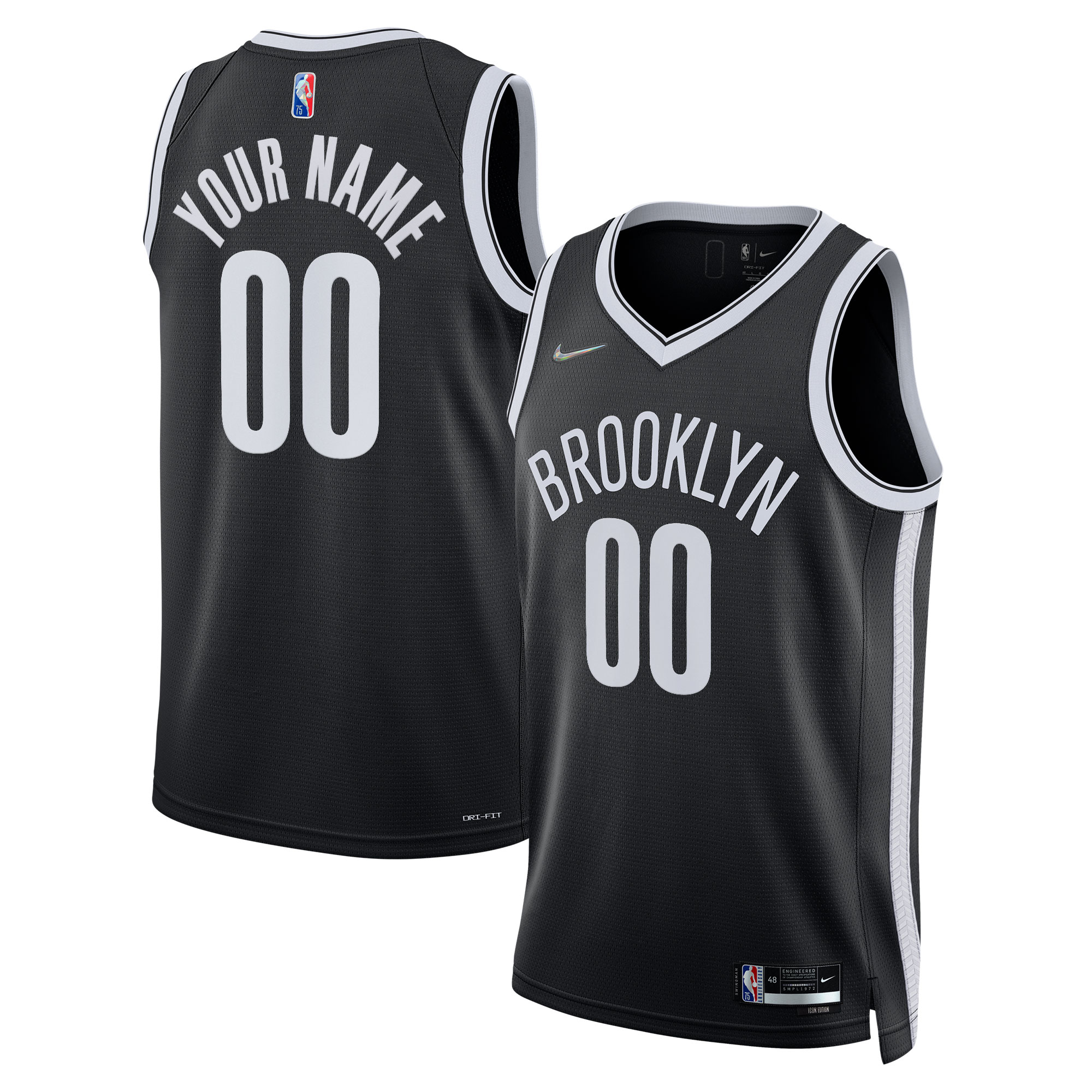 Brooklyn Nets 2021/22 Diamond Swingman Custom Jersey – Icon Edition – Black