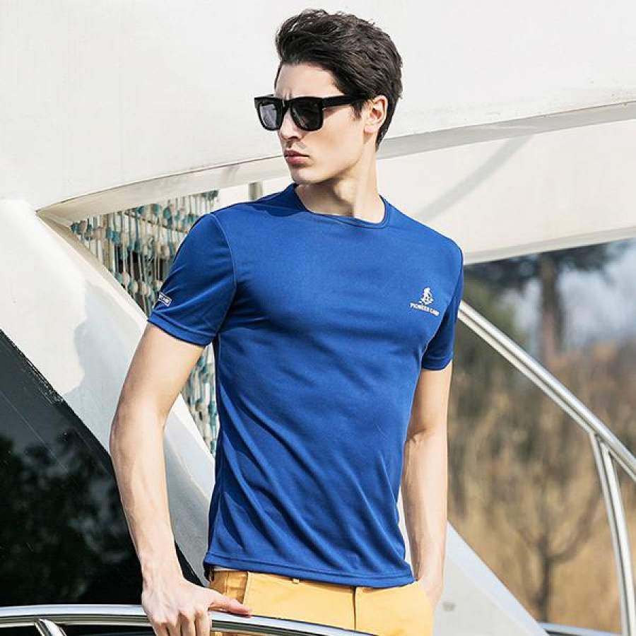 Summer new fashion men short sleeve t shirt absorb sweat our doors t-shirt men active o-neck