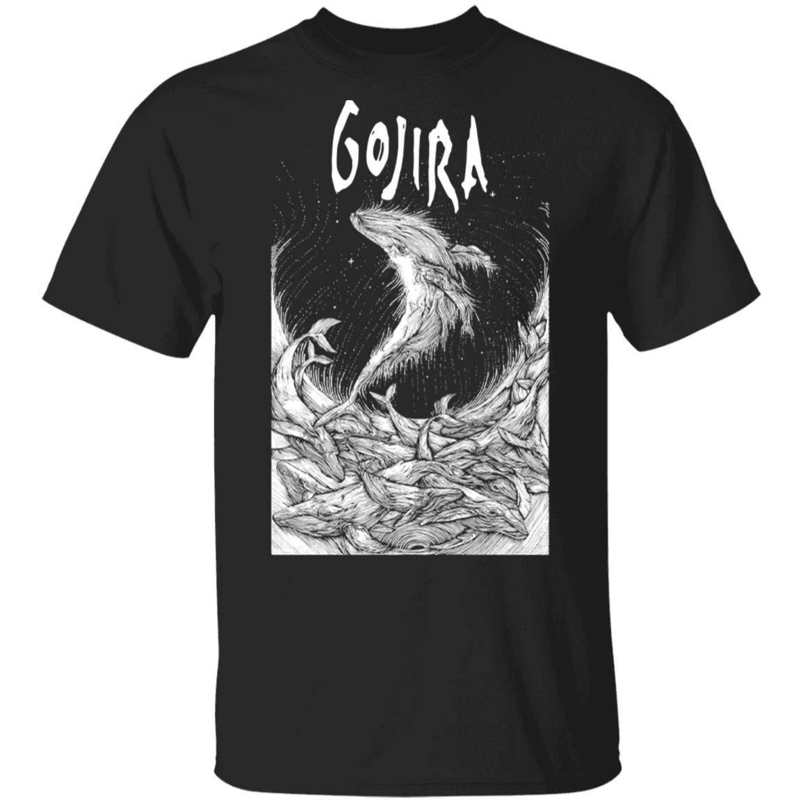 Gojira Merch Wood Block Whales T-Shirt