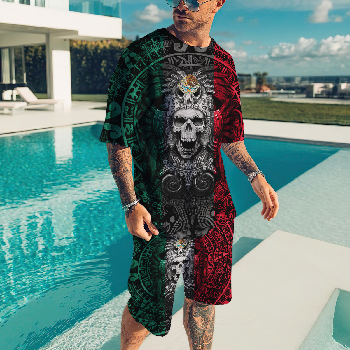 Aztec Mexican Combo T-shirt and Short 3D All Over Printed DQB07012004