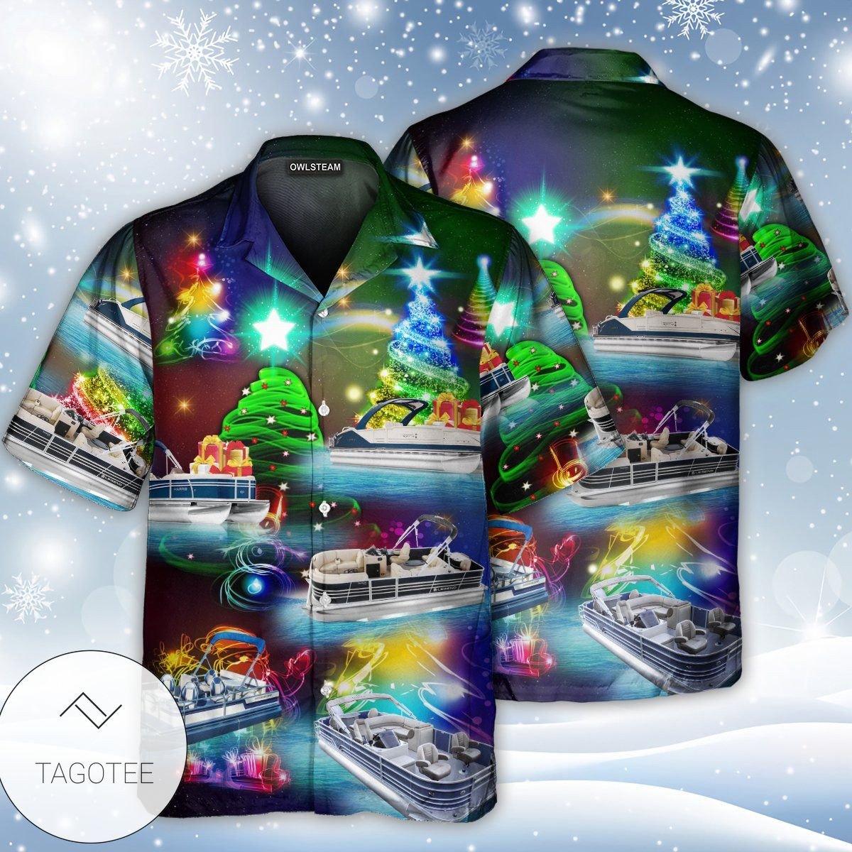 Christmas Hawaii Tree Pontoon Button Up Shirt For Men Ha29682