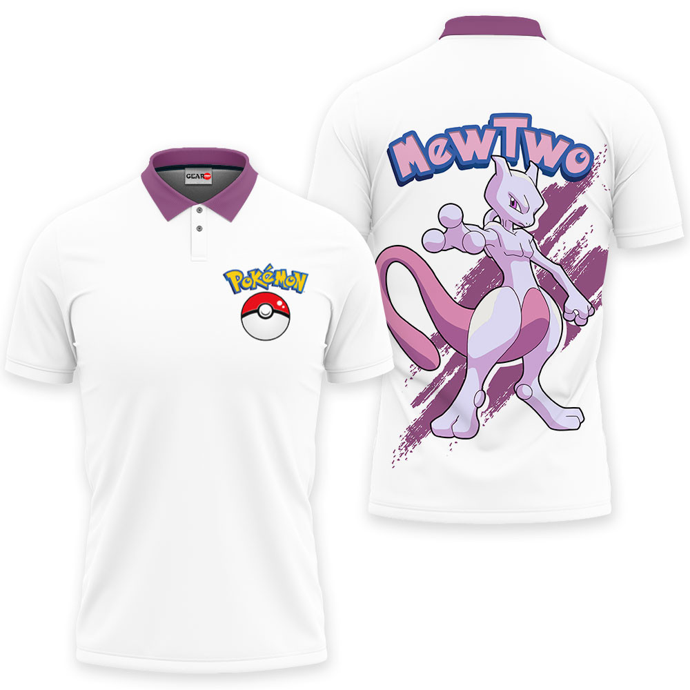 Mewtwo Polo Shirts Pokemon Custom Anime Merch Clothes For Otaku