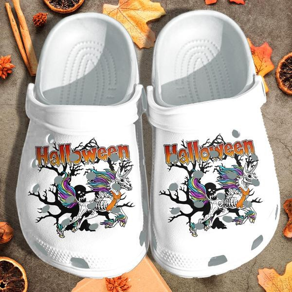 Creepy Unicorn And Skull Tattoo Funny clog Shoesshoes Clog Halloween clog Shoescrocband Clog Birthday Gift For Man Women