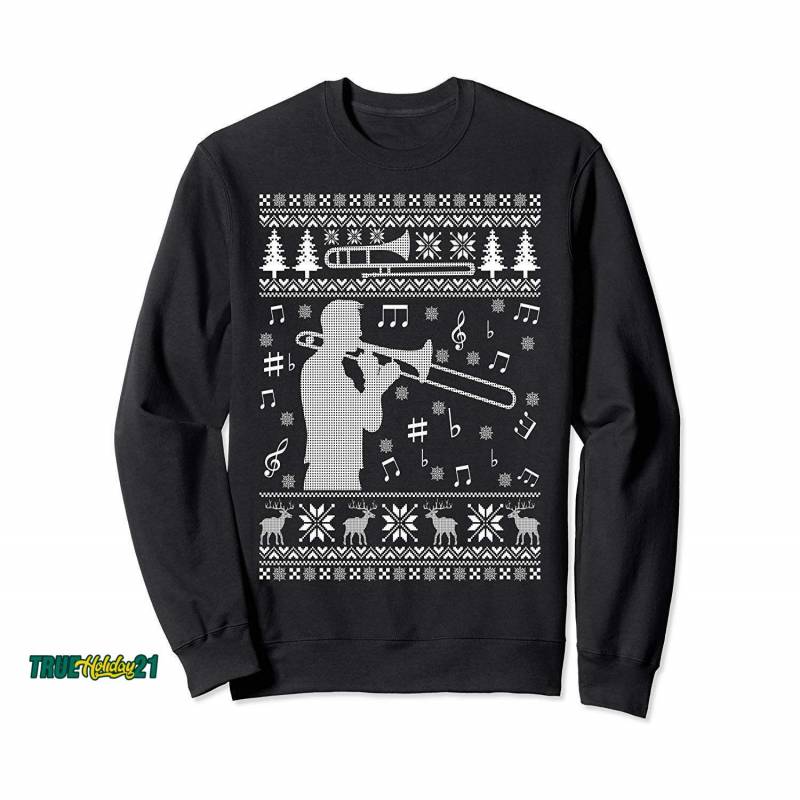 Trombone Ugly Christmas Shirt Funny Band Sweatshirt