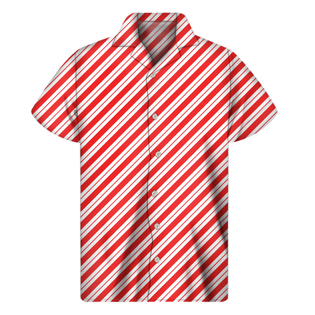 Red And White Candy Cane Stripes Print Men’S Short Sleeve Shirt