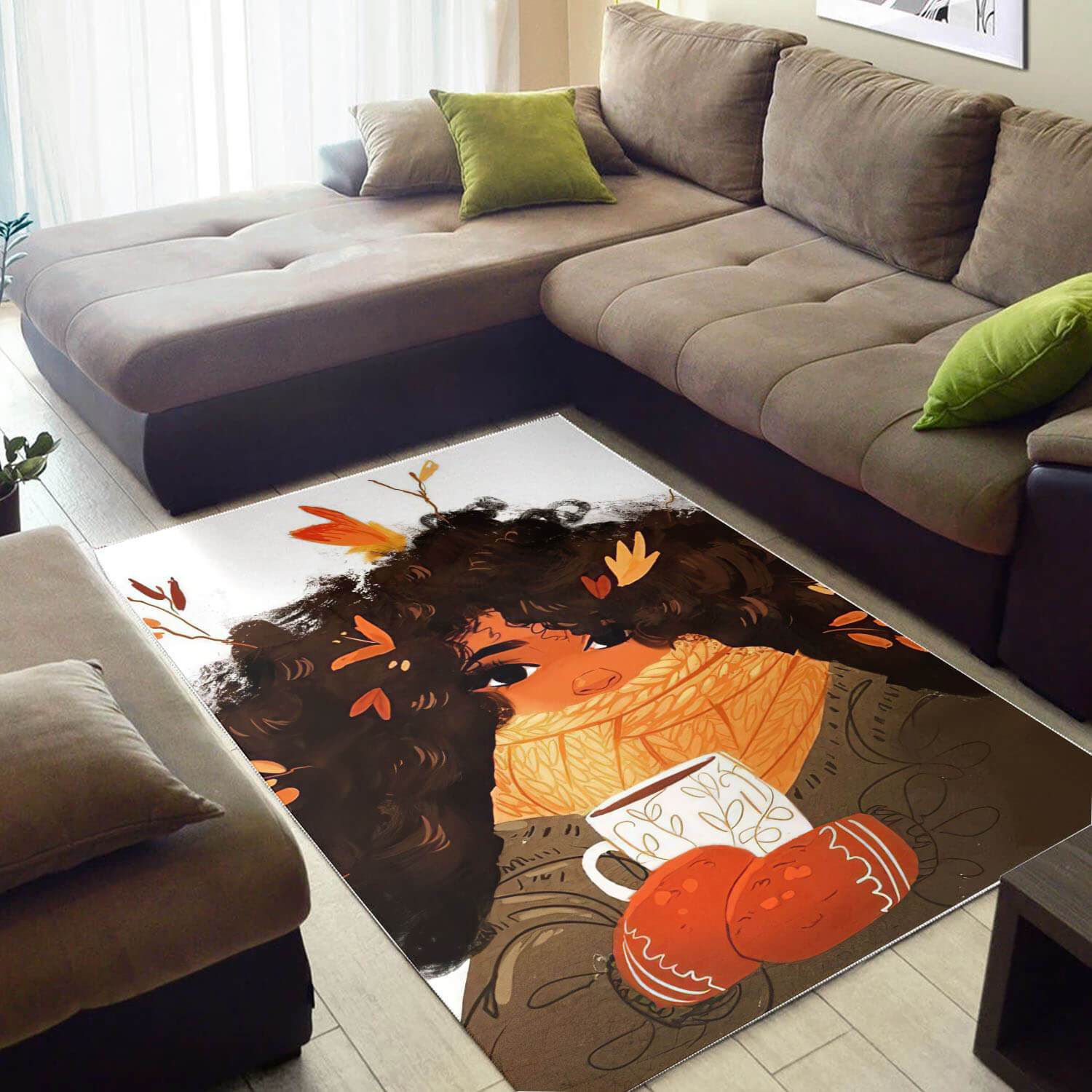 Afrocentric Rugs Pretty Afro American Woman African Style Rug Afrocentric Room Decor WBG26021