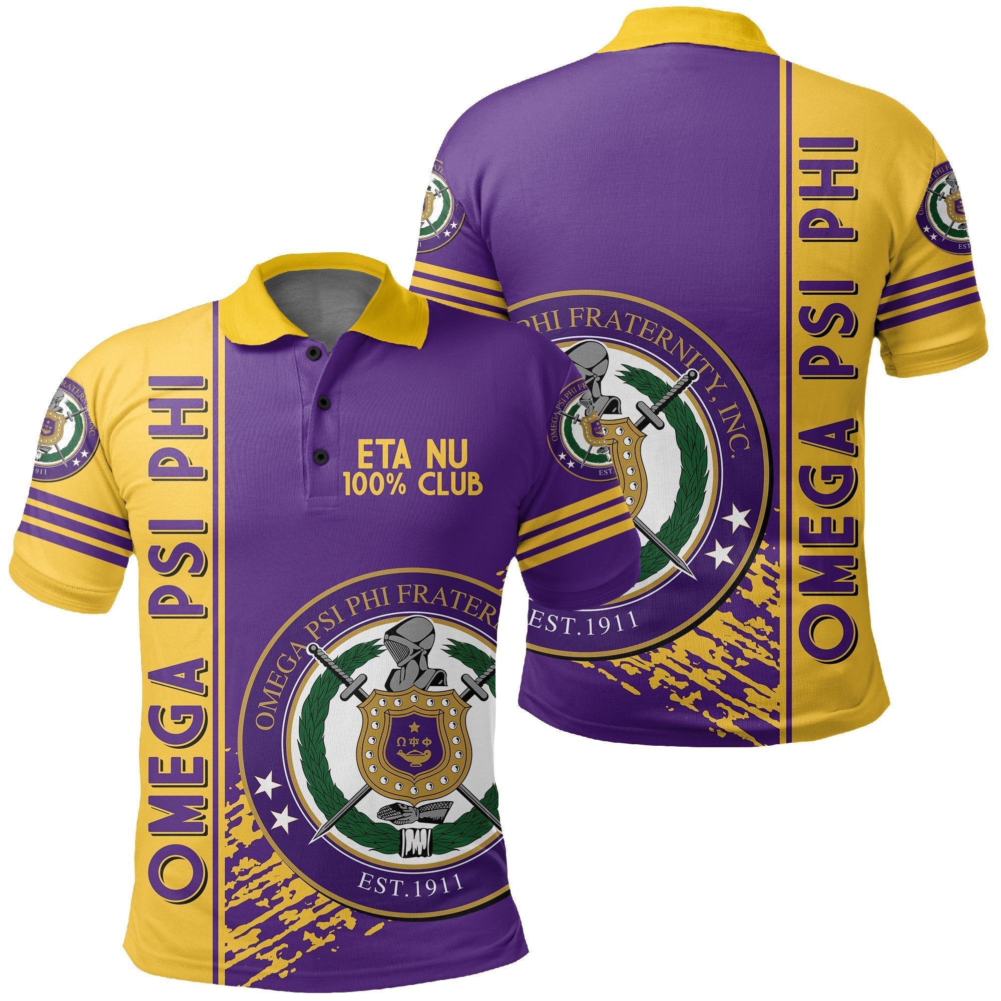 Fraternity Polo – Omega Psi Phi Eta Nu Polo Shirt Quarter Style