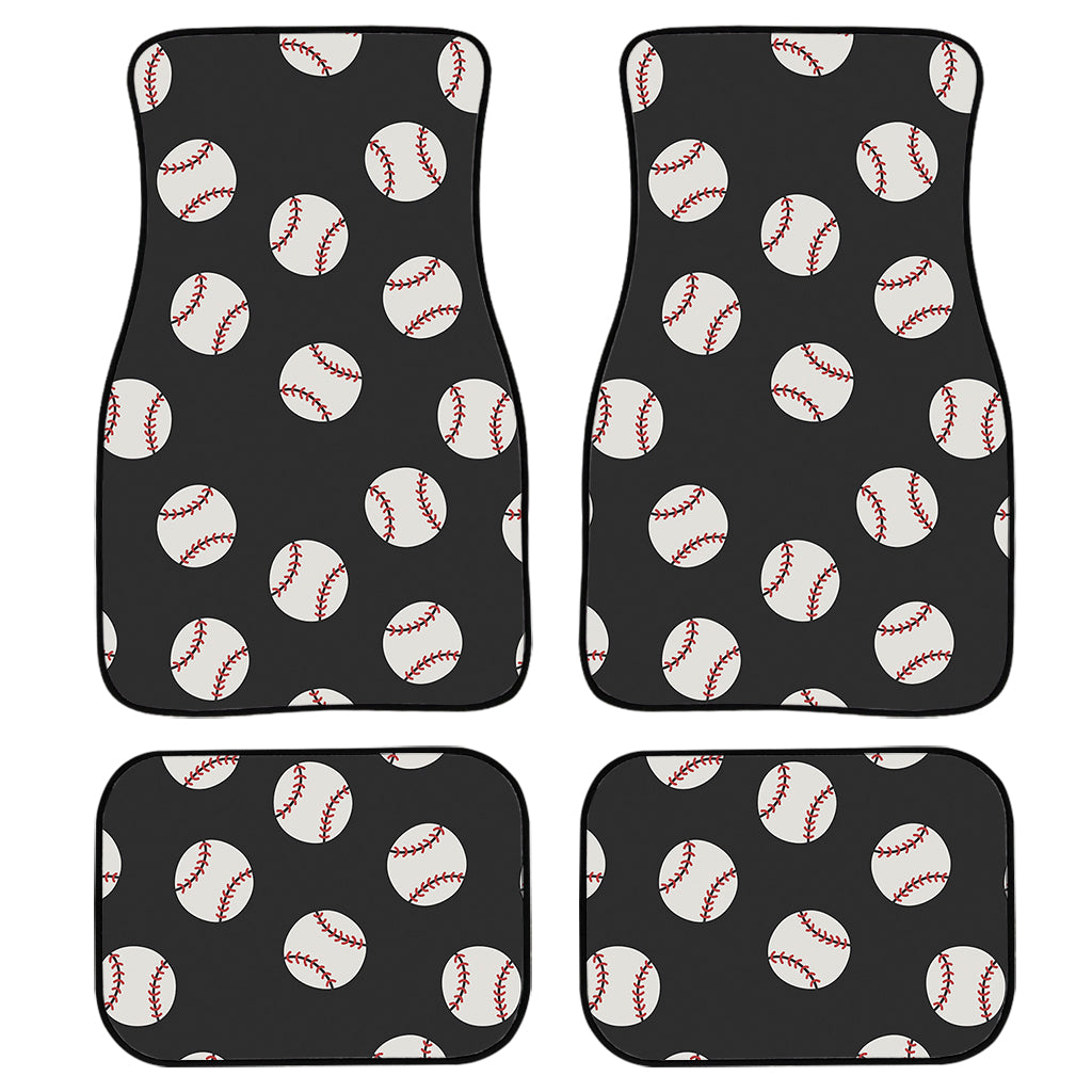 Black Baseball Pattern Print Front And Back Car Floor Mats, Front Car Mat