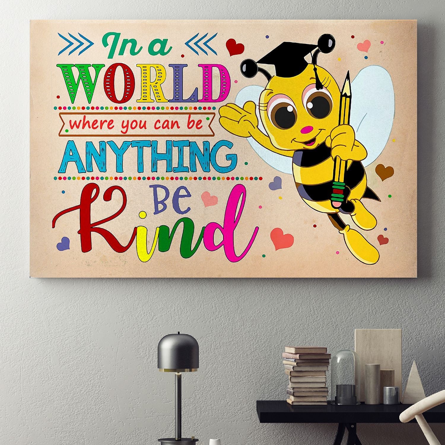 Cute Bee Poster – Be Kind Canvas Home Décor Birthday Christmas Gifts For Kids Children – Gigo Smart