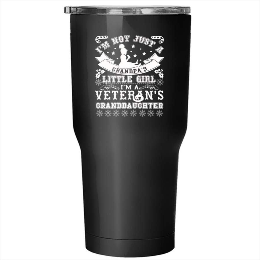 I’m A Veteran’s Granddaughter Tumbler 30 oz Stainless Steel, Cute Veteran Travel Mug