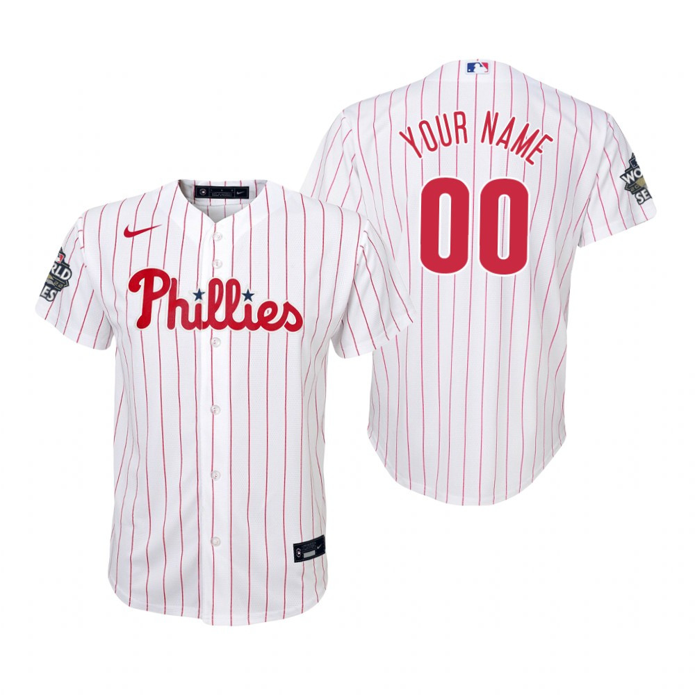 Youth Philadelphia Phillies Custom 00 White 2022-23 World Series Jersey