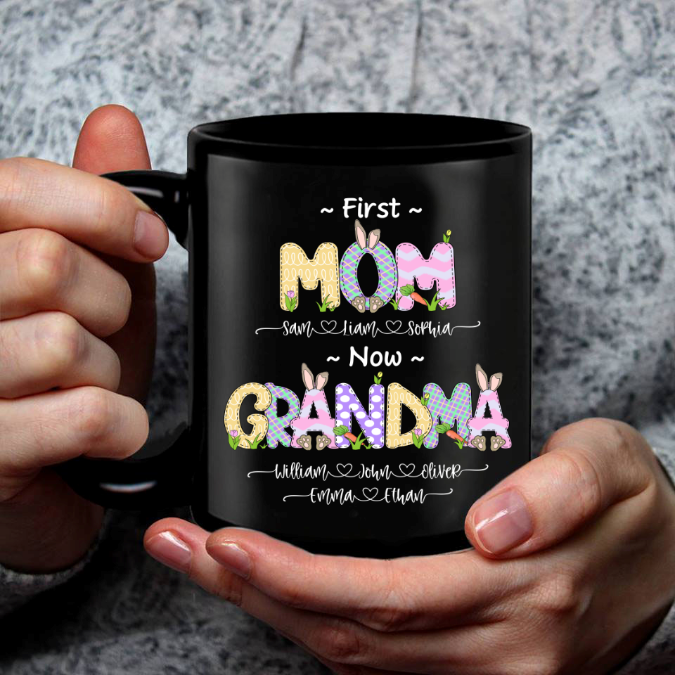 Personalized First Mom Now Grandma Bunny Cute Easter Mug