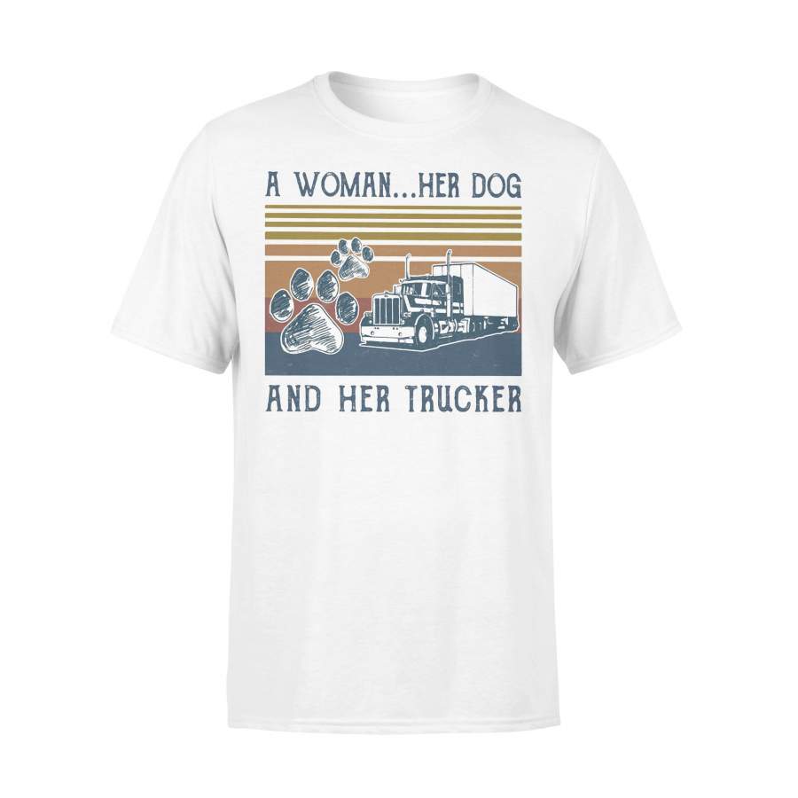 A Woman Her Dog And Her Trucker Vintage T-shirt