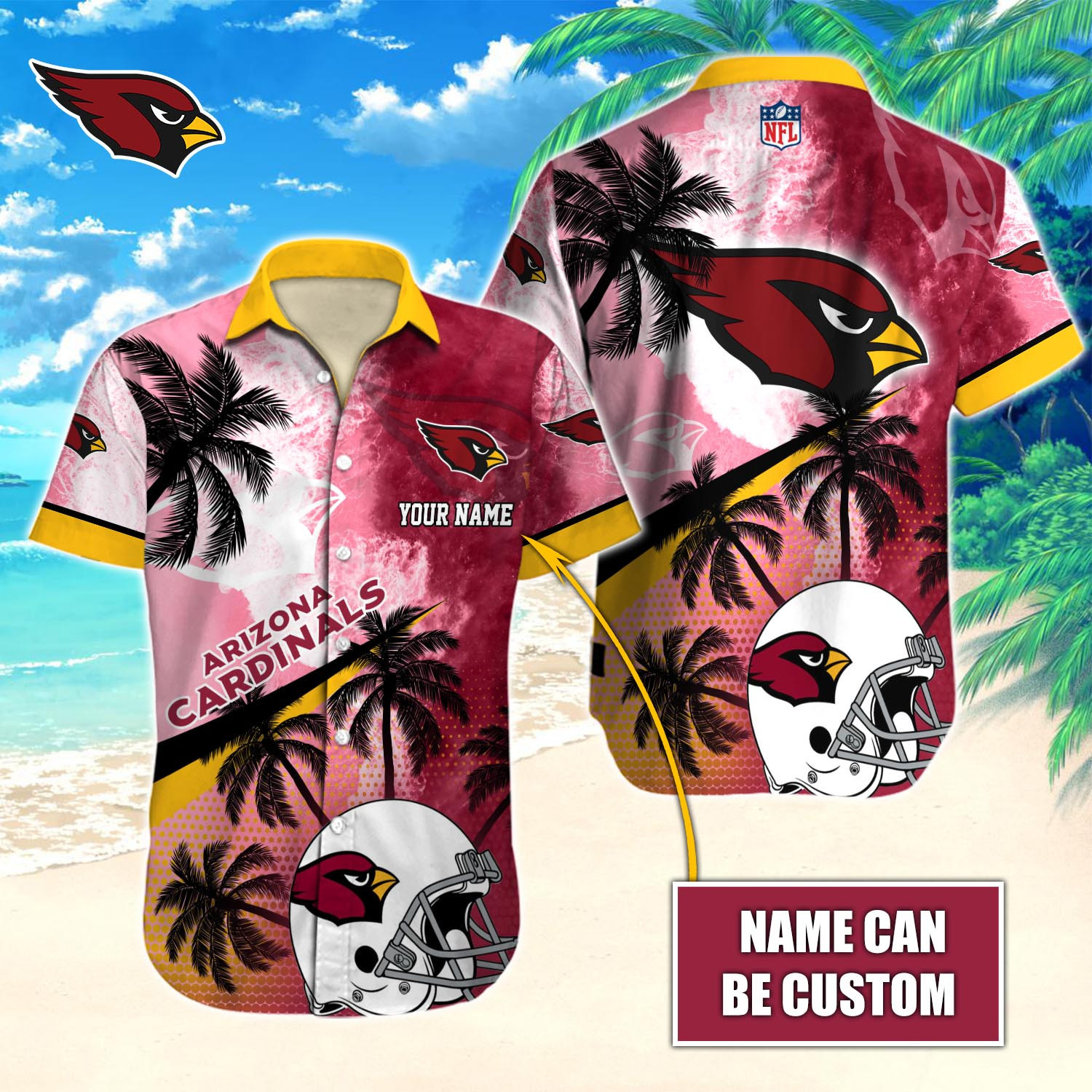 Arizona Cardinals Nfl-Hawaiian Shirt Custom T-40151