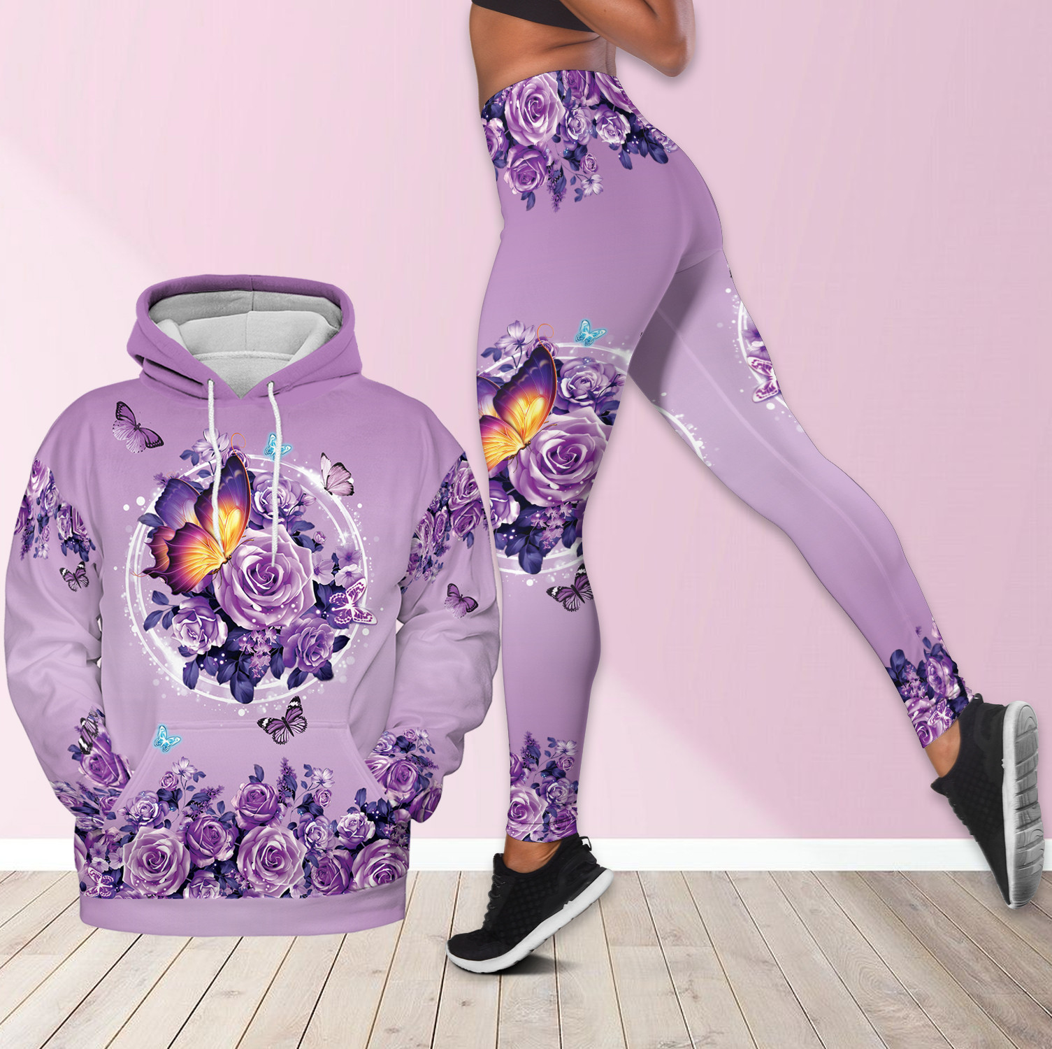 Purple Rose Butterfly Hoodie – Legging 3D #191121L