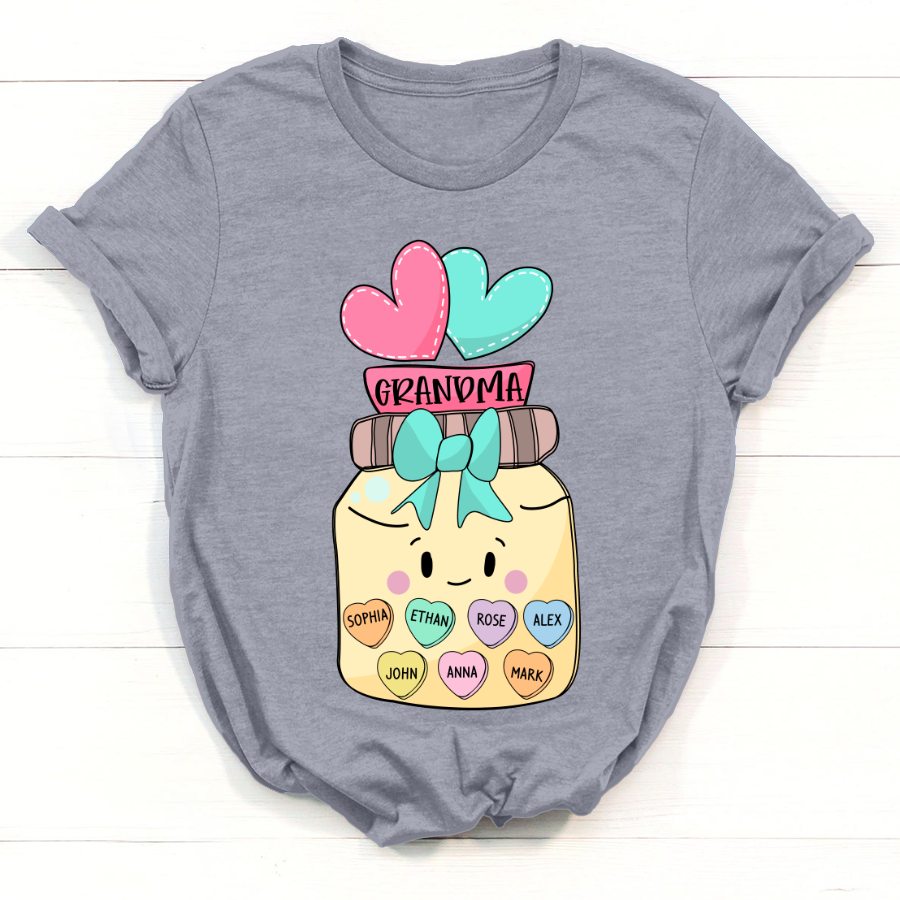 Grandma And Grandkid’S Hearts Colorful T-Shirt