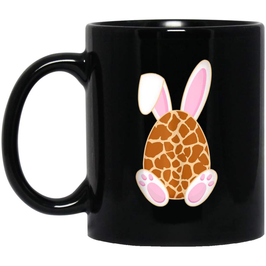 Bunny Easter egg Giraffe print gift Rabbit Ear Easter Day 11oz 15oz Black Mug Happy Easter Day Funny Colors Eggs Bunny Ears Peeps Cute