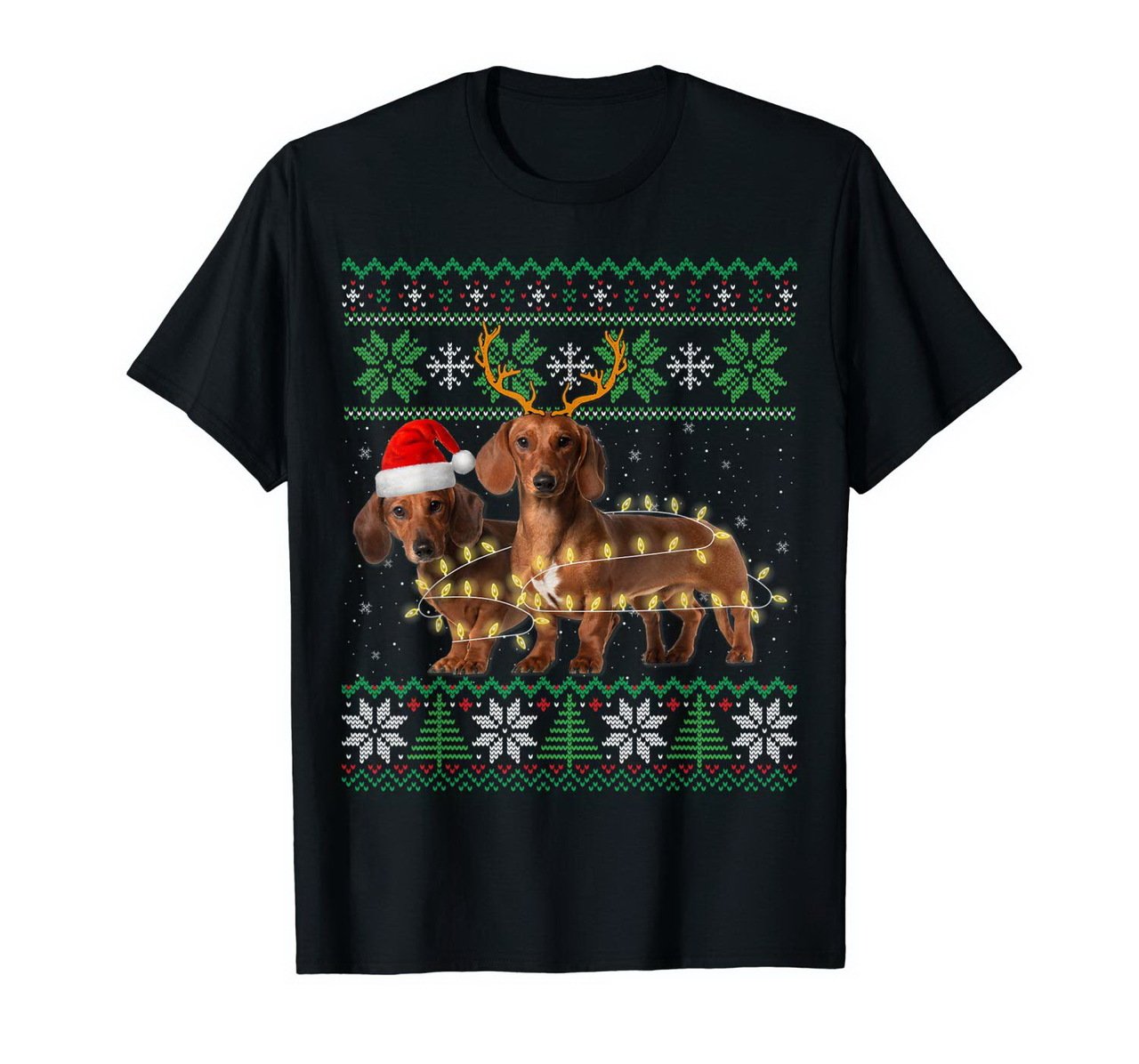 Dachshund Dog Ugly Christmas Puppy Xmas Pajamas Gift T-Shirt New