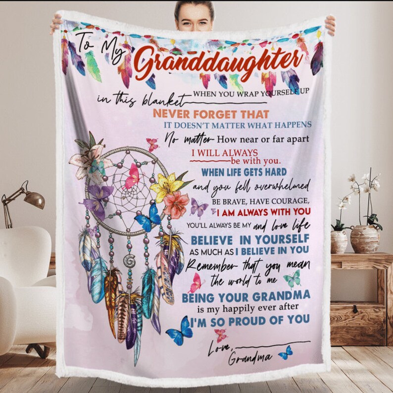 Butterfly Blanket For Granddaughter – Gift From Grandma Customized Christmas Blanket Christmas Gift Grandma To Granddaughter Personalized