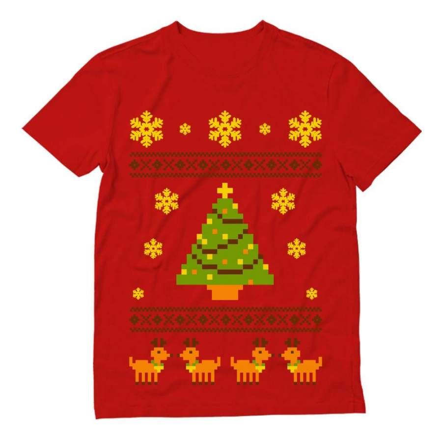 Ugly Christmas Sweater Reindeer & Xmas Tree T-Shirt