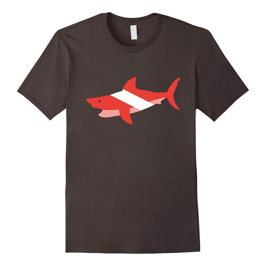 Shark Diving Fashion Short Sleeved T-Shirt Diver Down Flag Tee Shirt