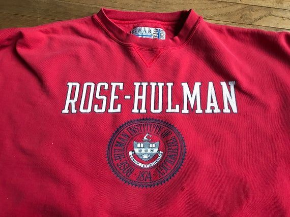 Vintage 90S Rose Hulman Institue Technology Crewneck Shirt Crest Logo 2 University Shirt