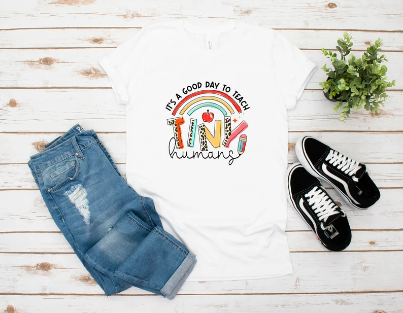 Classic T-Shirt For Teachers It’S A Good Day To Teach Colorful Leopard Design Custom Name Back To School Outfit