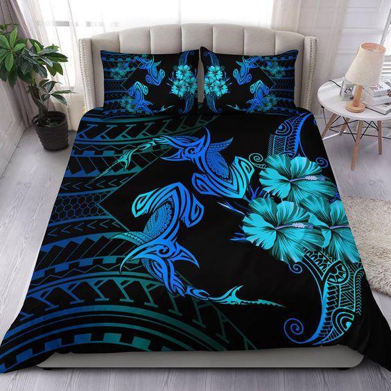 Couple Shark Hawaii Decorated 3D Bedding Set