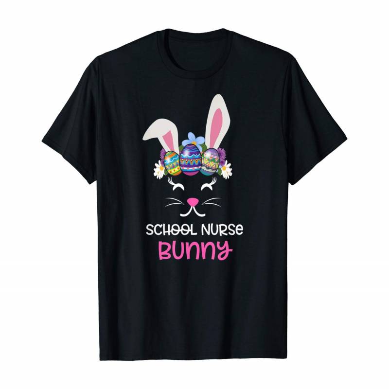 Cute School Nurse Bunny Face Egg Costume Easter Day Gift T-shirt