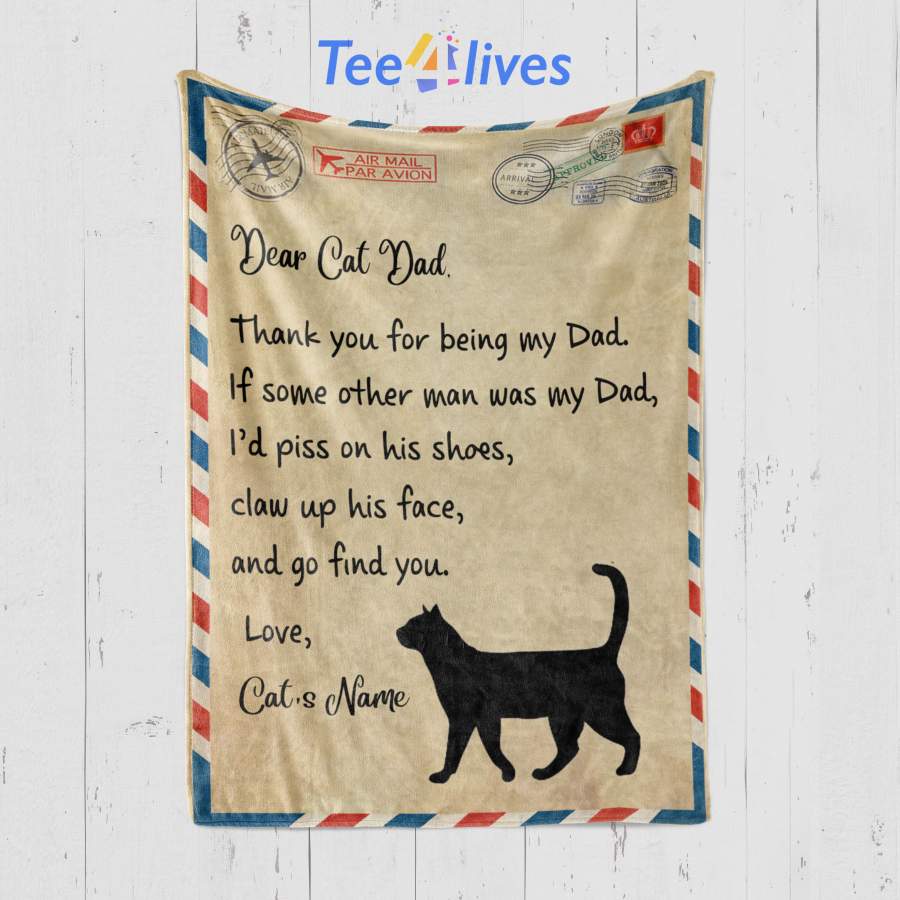 Custom Blanket Personalized Name Letter To My Cat Dad Blanket – Gift for Dad