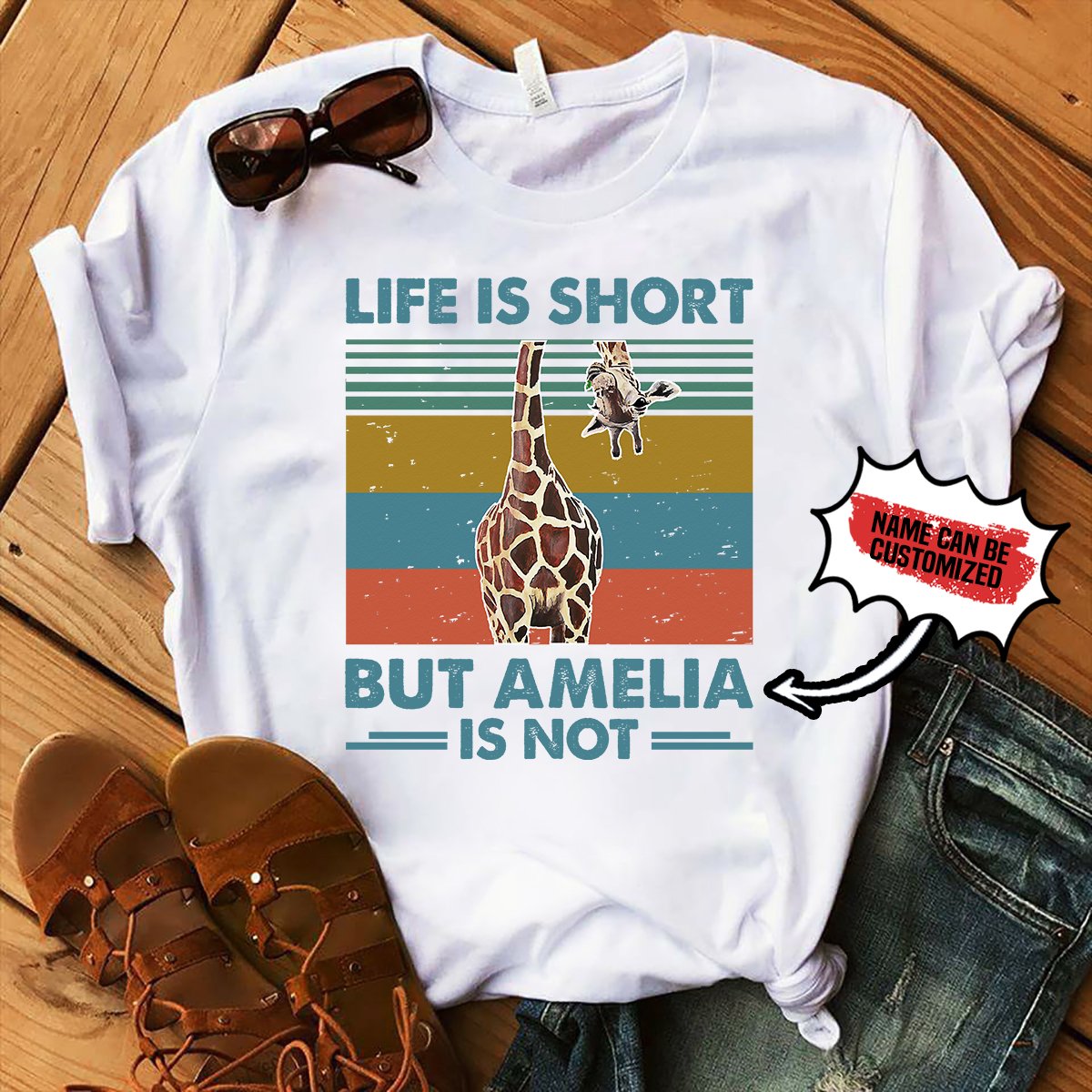 Personalized Tshirt Giraffe Life Is Short But I’m Not