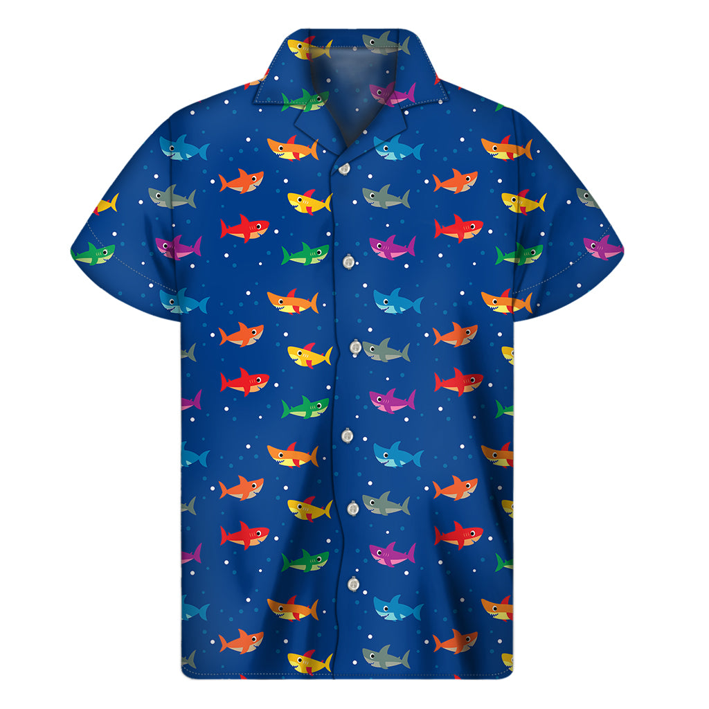 Colorful Baby Sharks Pattern Print Men’S Short Sleeve Shirt