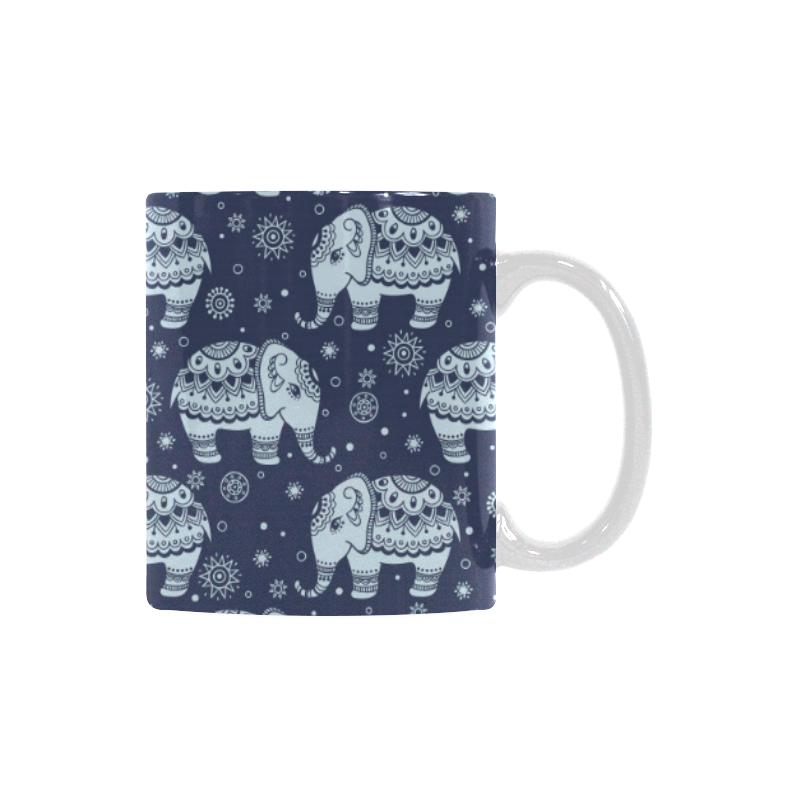 Elephant tribal design pattern Classical White Mug (Fulfilled In US)