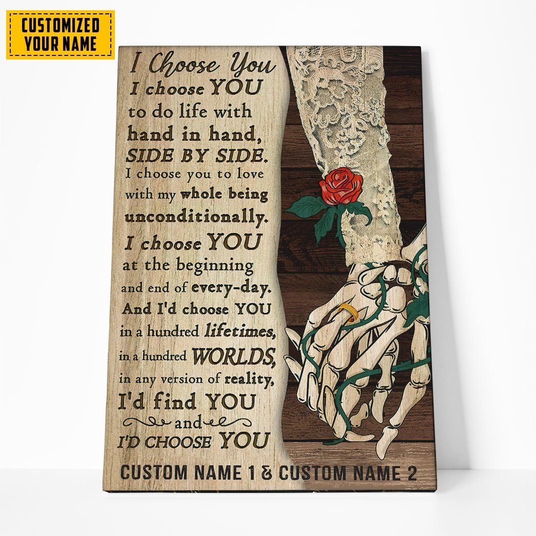 Flowermoonz 3D I Choose You Custom Name Canvas