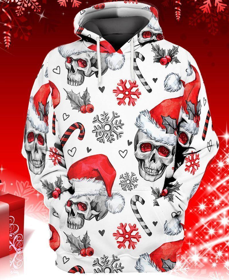 Festive Skull For Christmas Holiday 3D Hoodie