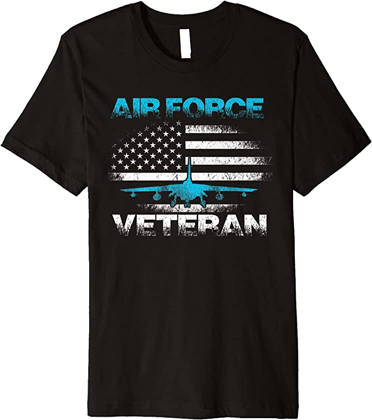 Air Force Veteran with Vintage B52 And American Flag Premium T-Shirt