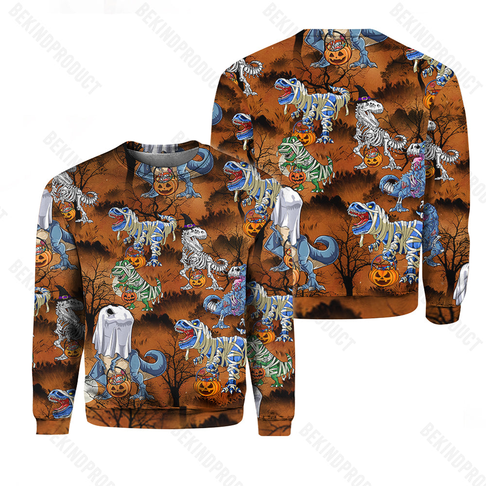 Scary Enough Dinosaur Halloween Crewneck Sweatshirt All Over Print Sweatshirt For Women Sweatshirt For Men Swn1066