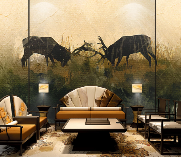 3D Watercolor Animal Elk Wall Mural Wallpaper Lqh 8