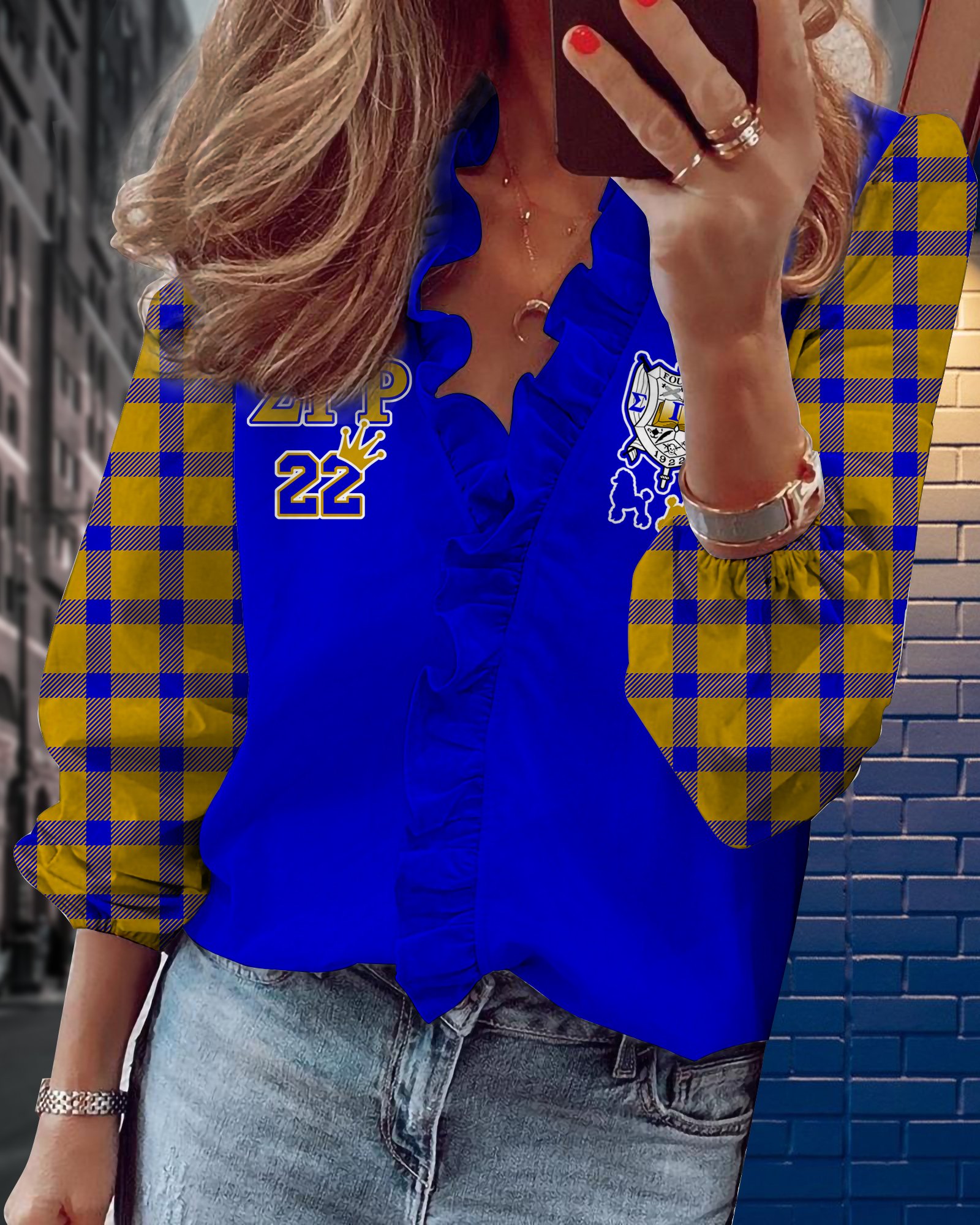 Sigma Gamma Rho V-neck long sleeve lace shirt 12