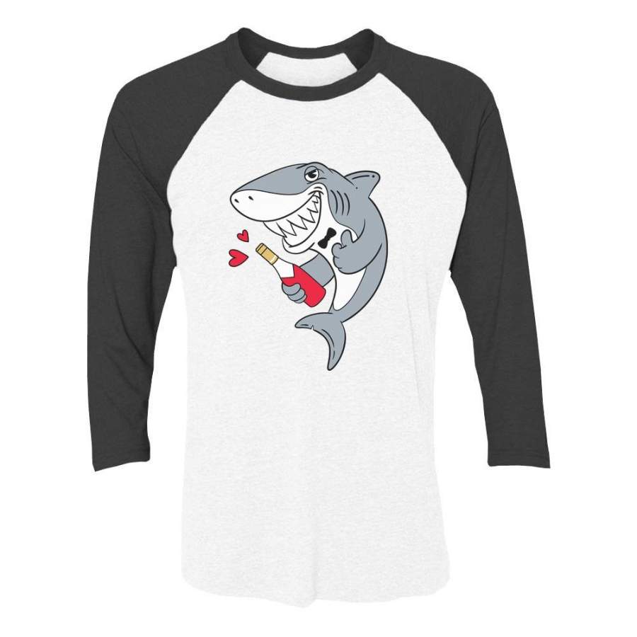 Valentine’s Day Romantic Shark Doo Doo 3/4 Sleeve Baseball Jersey Shirt