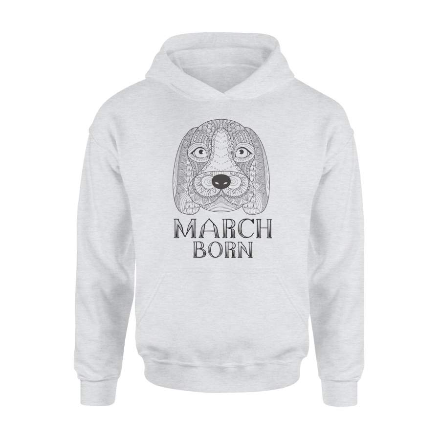 March Born Beagle Puppy Line Art Gift For Birthday Hoodie