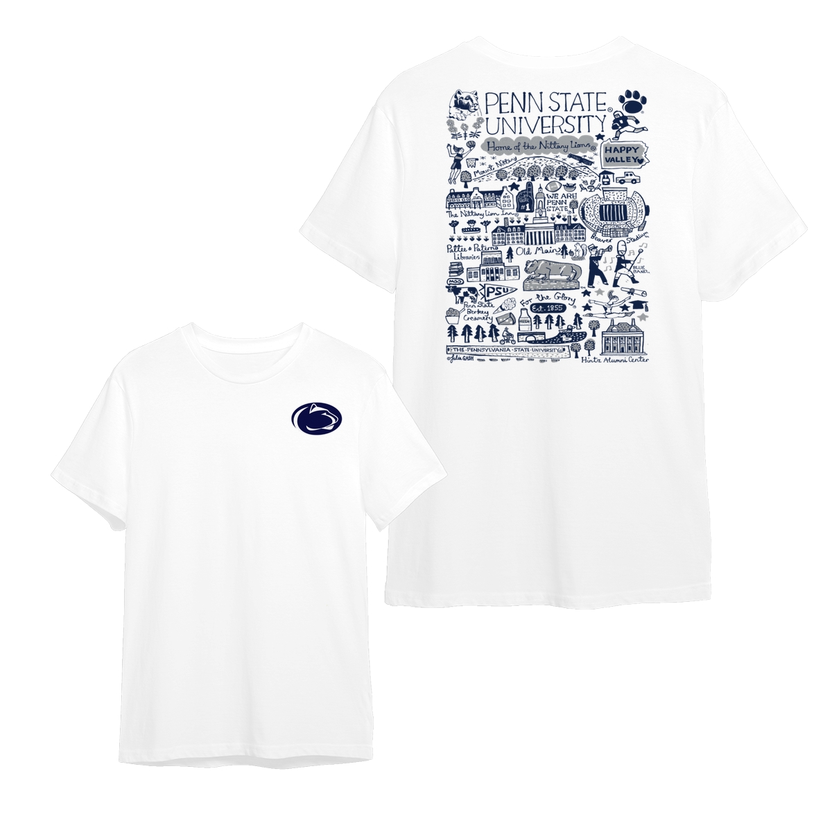 Penn State Nittany Lions Impressions Artwork T-Shirt, Vintage NCAA Penn State T-Shirt 2 Side College Tee, Gift For Men, For Women