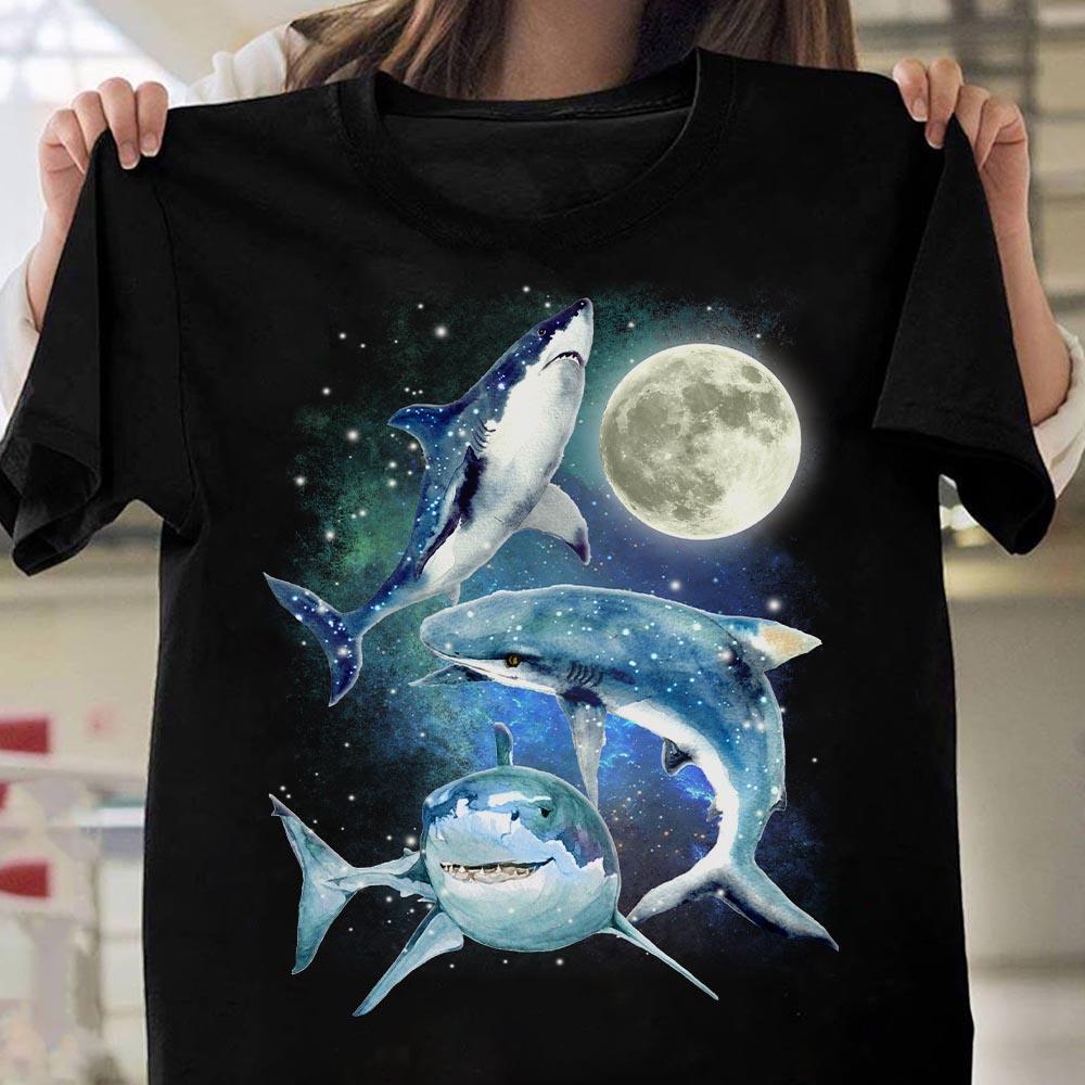 Shark Moon Unisex T-Shirt Hoodie Sweatshirt Plus Size S-5Xl