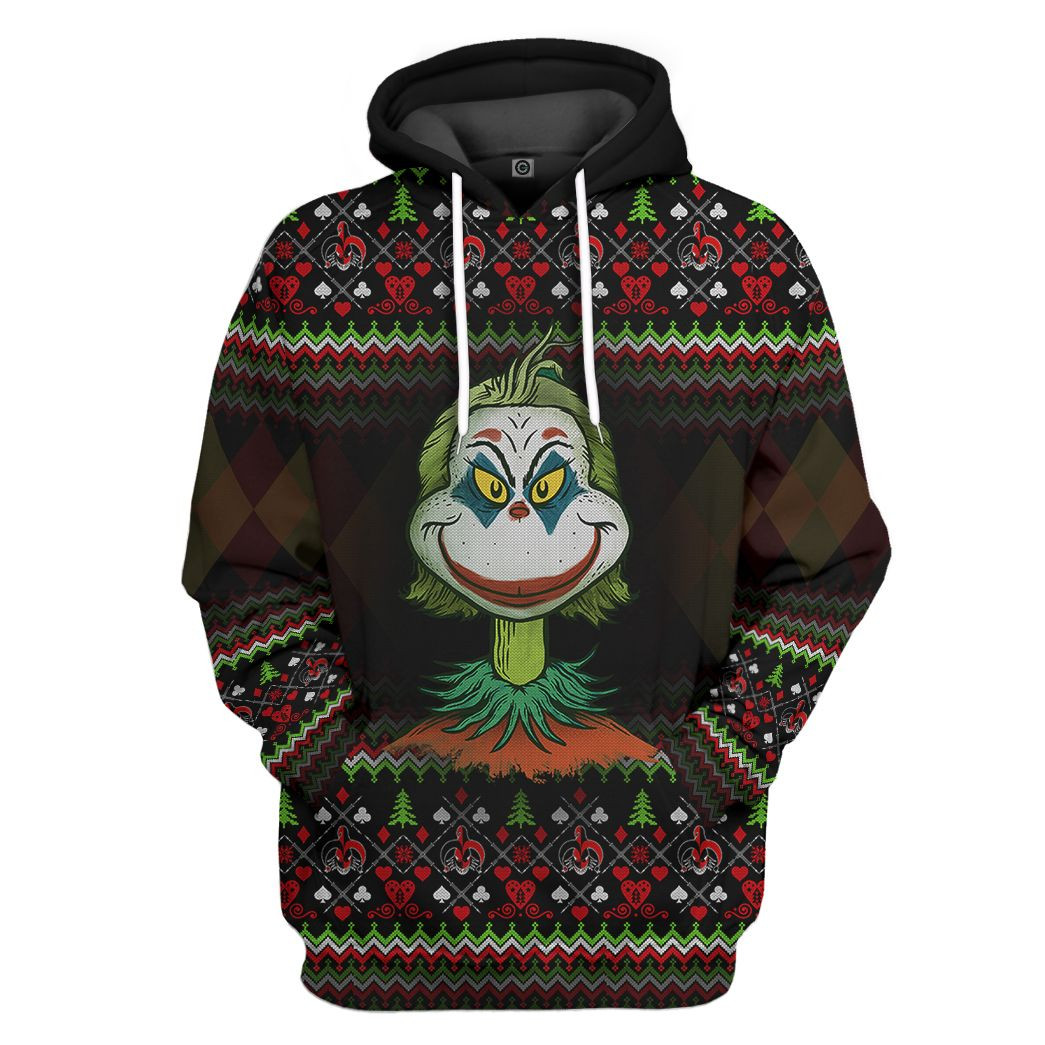 3D Joker And The Grinch Ugly Christmas Sweater Tshirt Hoodie Apparel